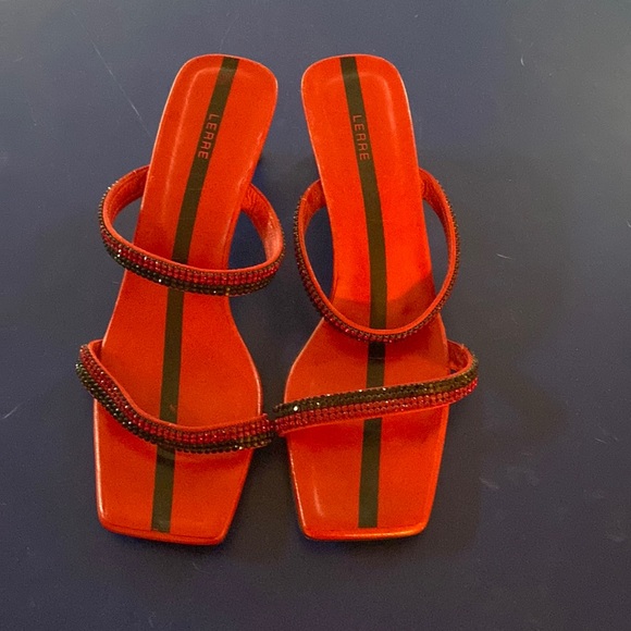 LERRE kitten rhinestone heel 38.5 square toe - Picture 2 of 9